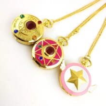 Anime Sakura Rhinestone Stars Moon Kawaii Quartz Pocket Watch Anime Sakura Rhinestone Stars Moon Kawaii Quartz Pocket Watch