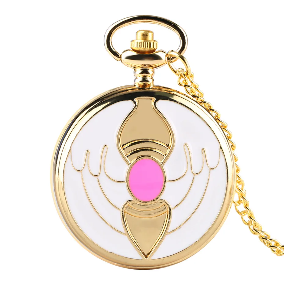 Anime Sakura Rhinestone Stars Moon Kawaii Quartz Pocket Watch