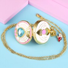 Anime Cardcaptor Sakura Heart Shaped Gem Kawai Quartz Pocket Watch Anime Cardcaptor Sakura Heart Shaped Gem Kawai Quartz Pocket Watch