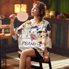 Cartoon Snoopy Thin Cotton Round Neck Kawaii Pajamas Cartoon Snoopy Thin Cotton Round Neck Kawaii Pajamas