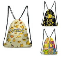 Cartoon Pokemon Pikachu Printed Drawstring Kawaii Bag Cartoon Pokemon Pikachu Printed Drawstring Kawaii Bag