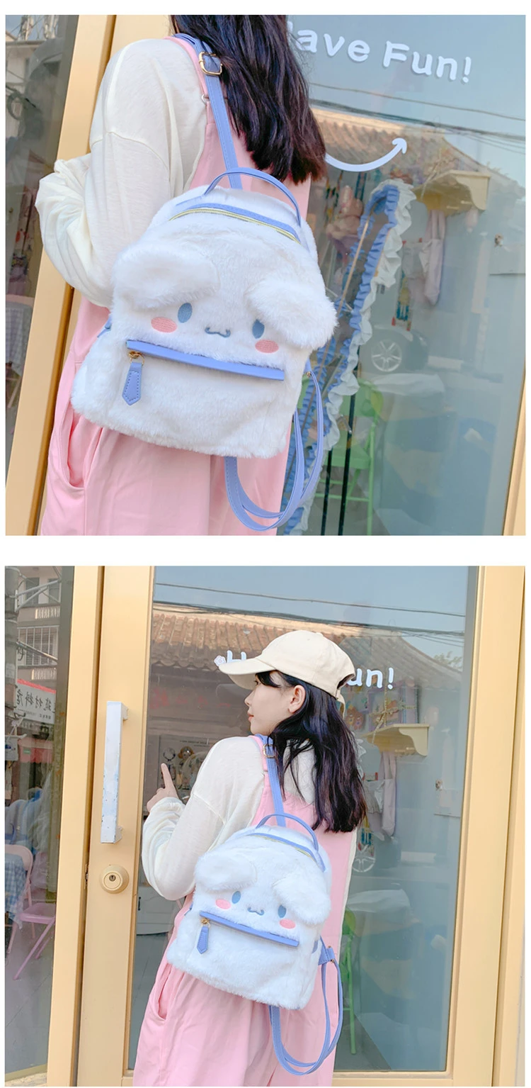 Anime Cinnamoroll Sanrio Kawaii Plush Backpack And Handbag