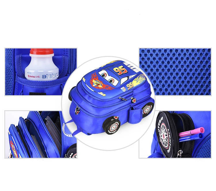 Anime Lightning McQueen 3D Car Kawaii School Bags
