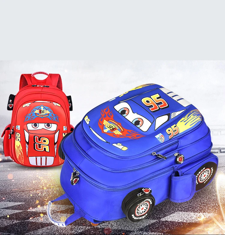 Anime Lightning McQueen 3D Car Kawaii School Bags
