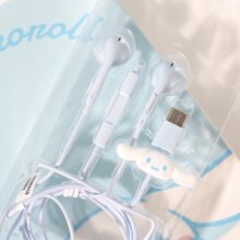 Cinnamoroll Half In Ear Earphones With Kawaii Mobile Phone Remote Earplugs Cinnamoroll Half In Ear Earphones With Kawaii Mobile Phone Remote Earplugs