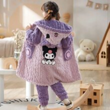Anime Melody Kuromi Cinnamoroll Kawaii Plush Flannel Children Pajamas Anime Melody Kuromi Cinnamoroll Kawaii Plush Flannel Children Pajamas