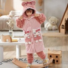 Anime Melody Kuromi Cinnamoroll Kawaii Plush Flannel Children Pajamas Anime Melody Kuromi Cinnamoroll Kawaii Plush Flannel Children Pajamas