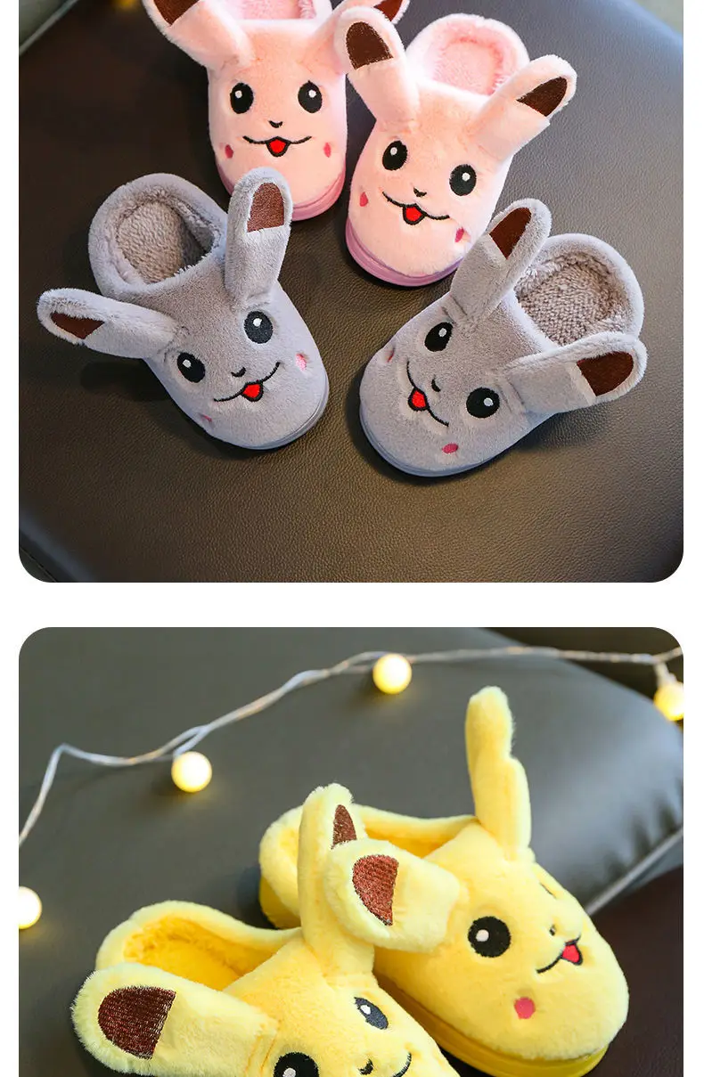 Anime Pokemon Pikachu Kawaii Plush Slippers