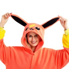 Flareon Pokemon Onesie Kigurumi Cosplay Costume For Adults Flareon Pokemon Onesie Kigurumi Cosplay Costume For Adults