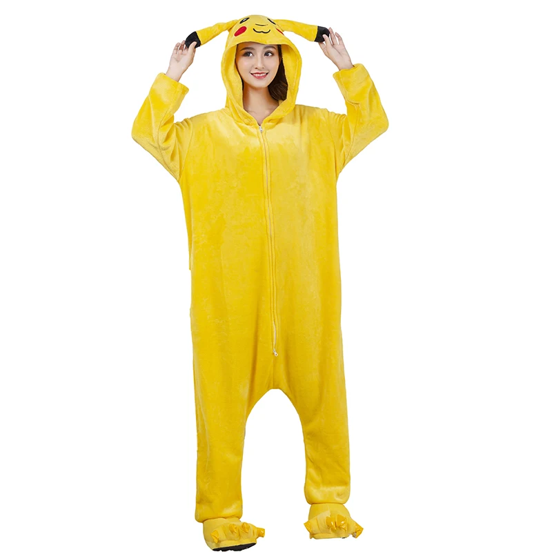 Pikachu Pokemon Zipper Onesie Kigurumi Cosplay Costume Pajama For Adults
