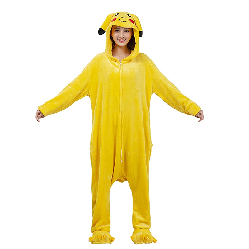 Pikachu Pokemon Zipper Onesie Kigurumi Cosplay Costume Pajama For Adults