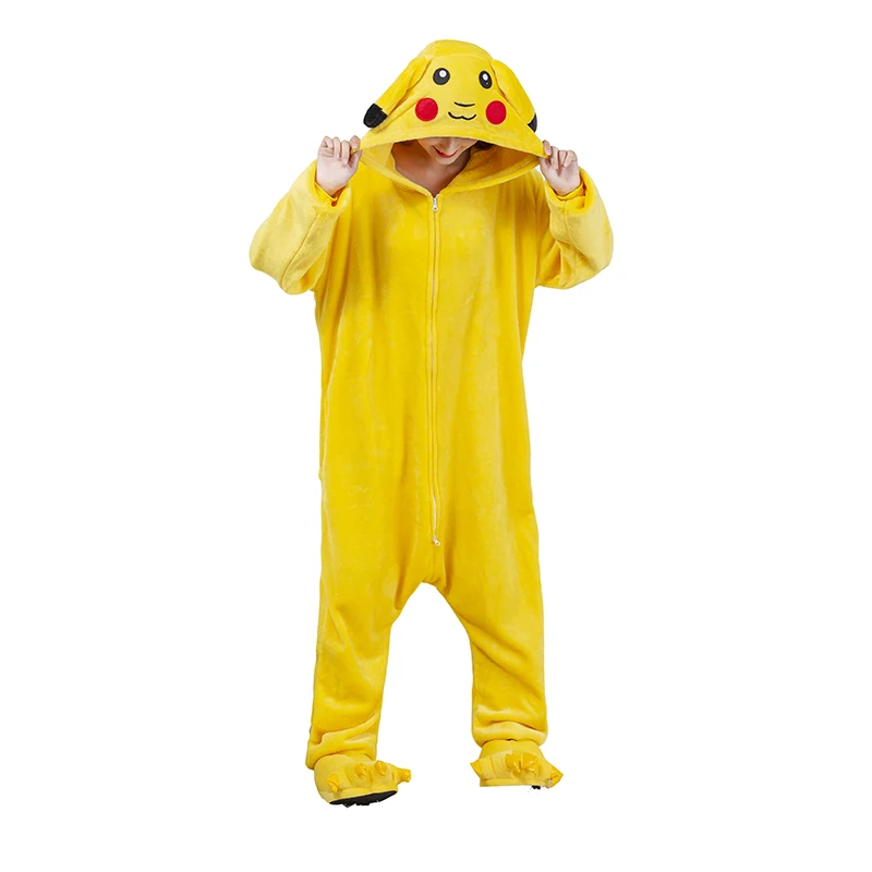Pikachu Pokemon Zipper Onesie Kigurumi Cosplay Costume Pajama For Adults