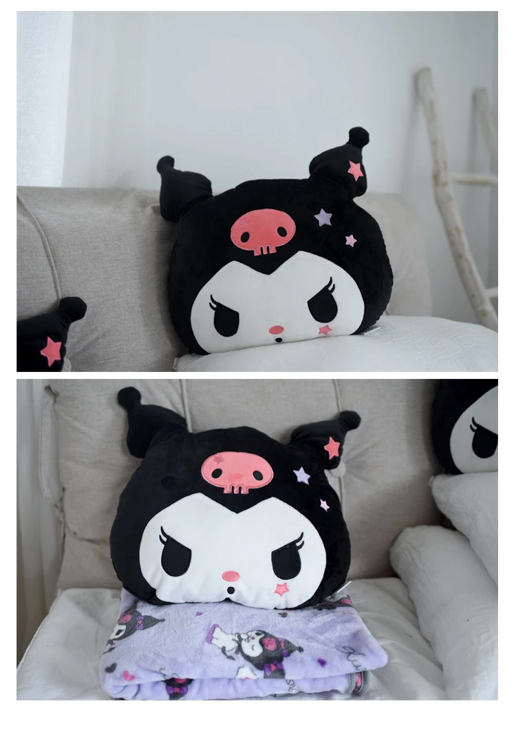 Anime Kuromi Kawaii Soft Stuffed Plush Pillow With Blanket