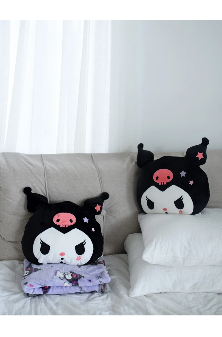 Anime Kuromi Kawaii Soft Stuffed Plush Pillow With Blanket