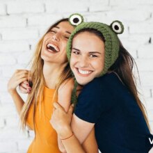 Frog Knitted Kawaii Crochet Cap Frog Knitted Kawaii Crochet Cap