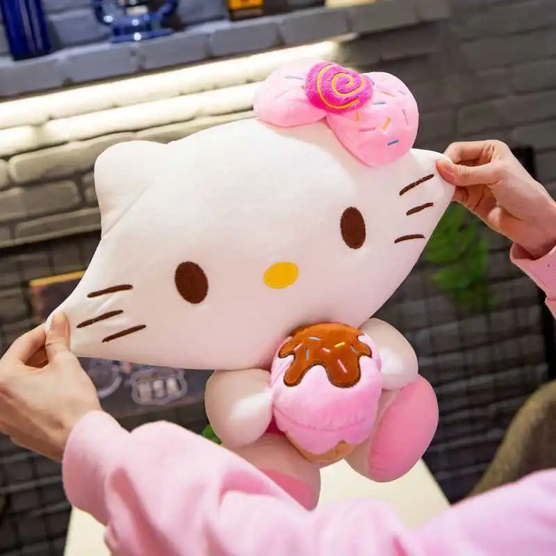 Cartoon Hello Kitty With Ice Cream Kawaii Soft Stuffed Plush Toy