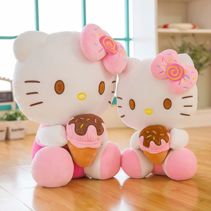 Cartoon Hello Kitty With Ice Cream Kawaii Soft Stuffed Plush Toy