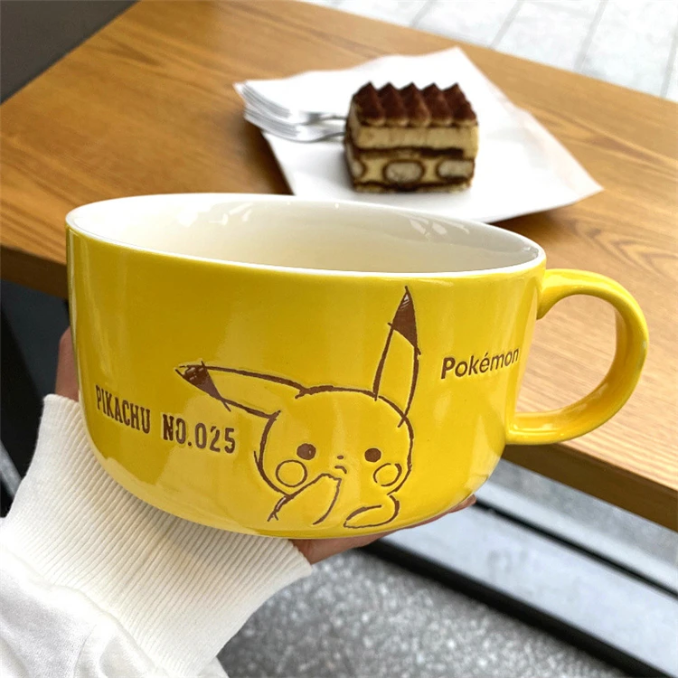 Cartoon Pokmon Pikachu Peripherals Ceramic Kawaii Soup Bowl