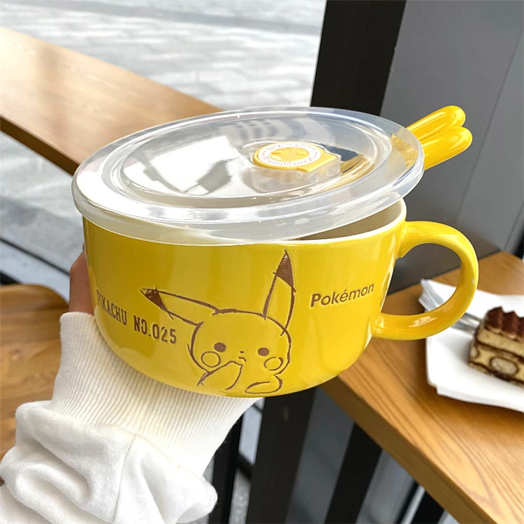 Cartoon Pokmon Pikachu Peripherals Ceramic Kawaii Soup Bowl