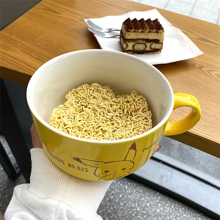 Cartoon Pokmon Pikachu Peripherals Ceramic Kawaii Soup Bowl