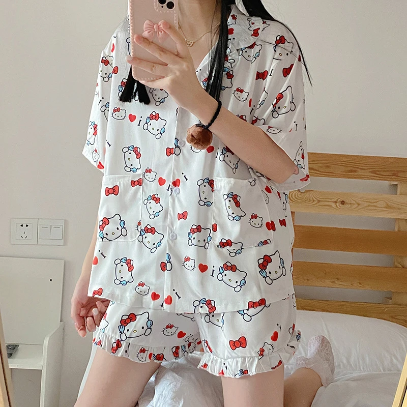 Cartoon Hello Kitty Kawaii Ultra Thin Milk Silk Pajamas