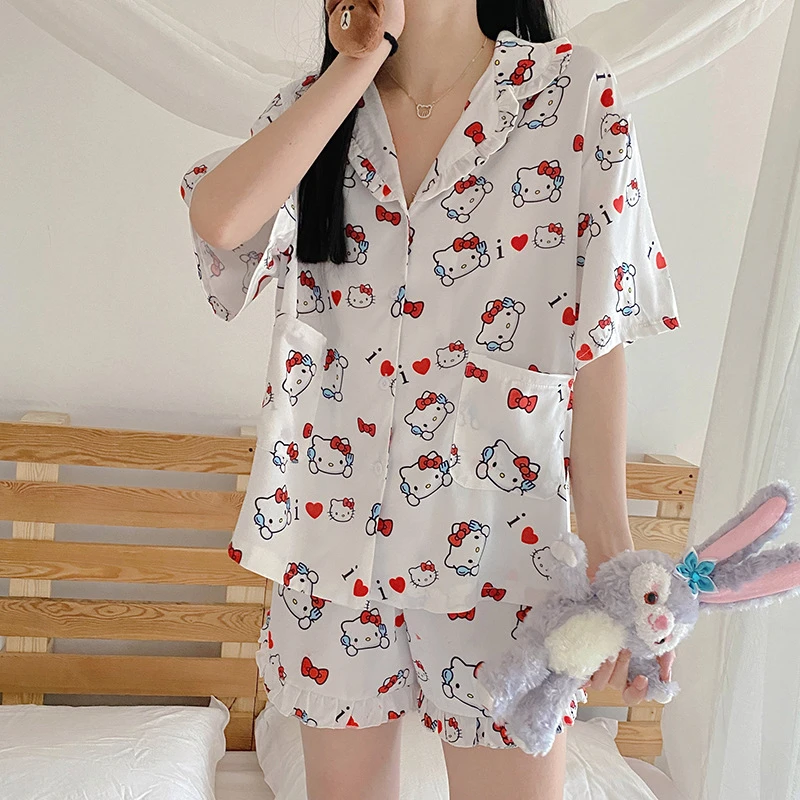 Cartoon Hello Kitty Kawaii Ultra Thin Milk Silk Pajamas