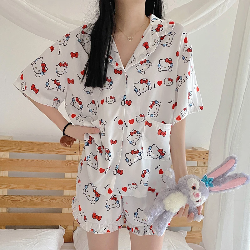 Cartoon Hello Kitty Kawaii Ultra Thin Milk Silk Pajamas