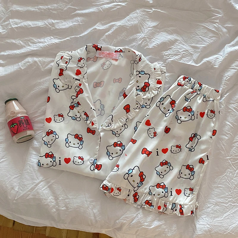 Cartoon Hello Kitty Kawaii Ultra Thin Milk Silk Pajamas