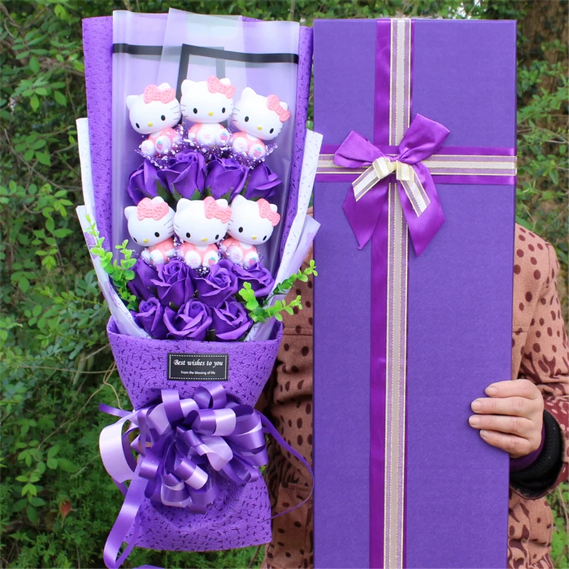 Cartoon Hello Kitty Kawaii Plush Stuffed Bouquet
