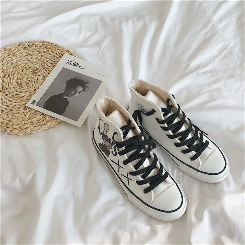 Cartoon Black-Kaws Kawaii Canvas Shoes