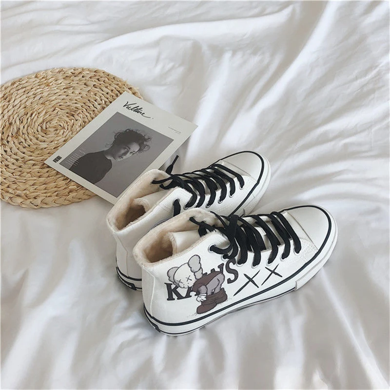 Cartoon Black-Kaws Kawaii Canvas Shoes