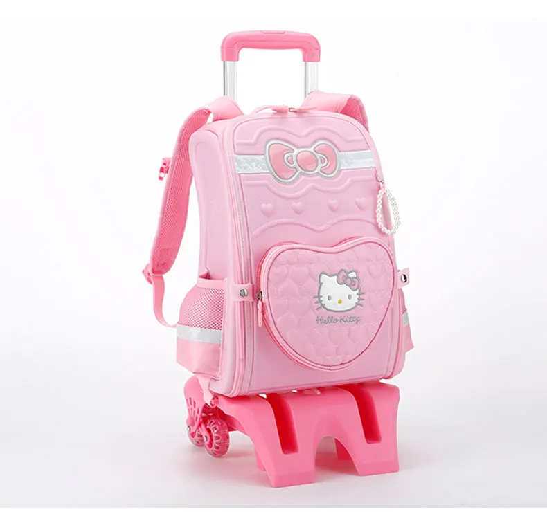 Cartoon Hello Kitty Kawaii Trolley Waterproof Schoolbag