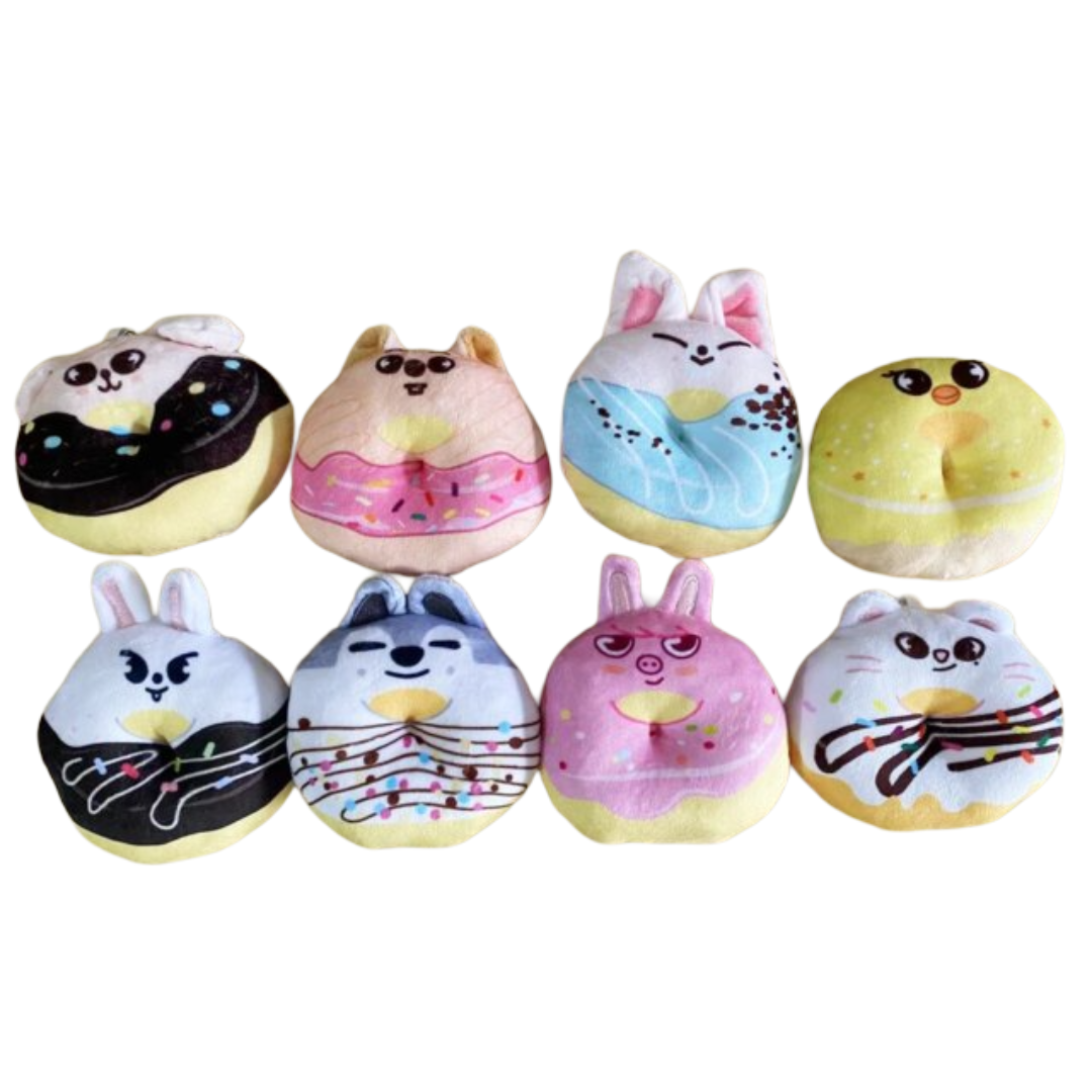 8Pcs Kawaii Skzoo Character Donut Stuffed Plush Keychain