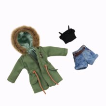 DBS blyth clothes suitable for joint body Green army jacket, denim shorts, black lace bra suit DBS blyth clothes suitable for joint body Green army jacket, denim shorts, black lace bra suit