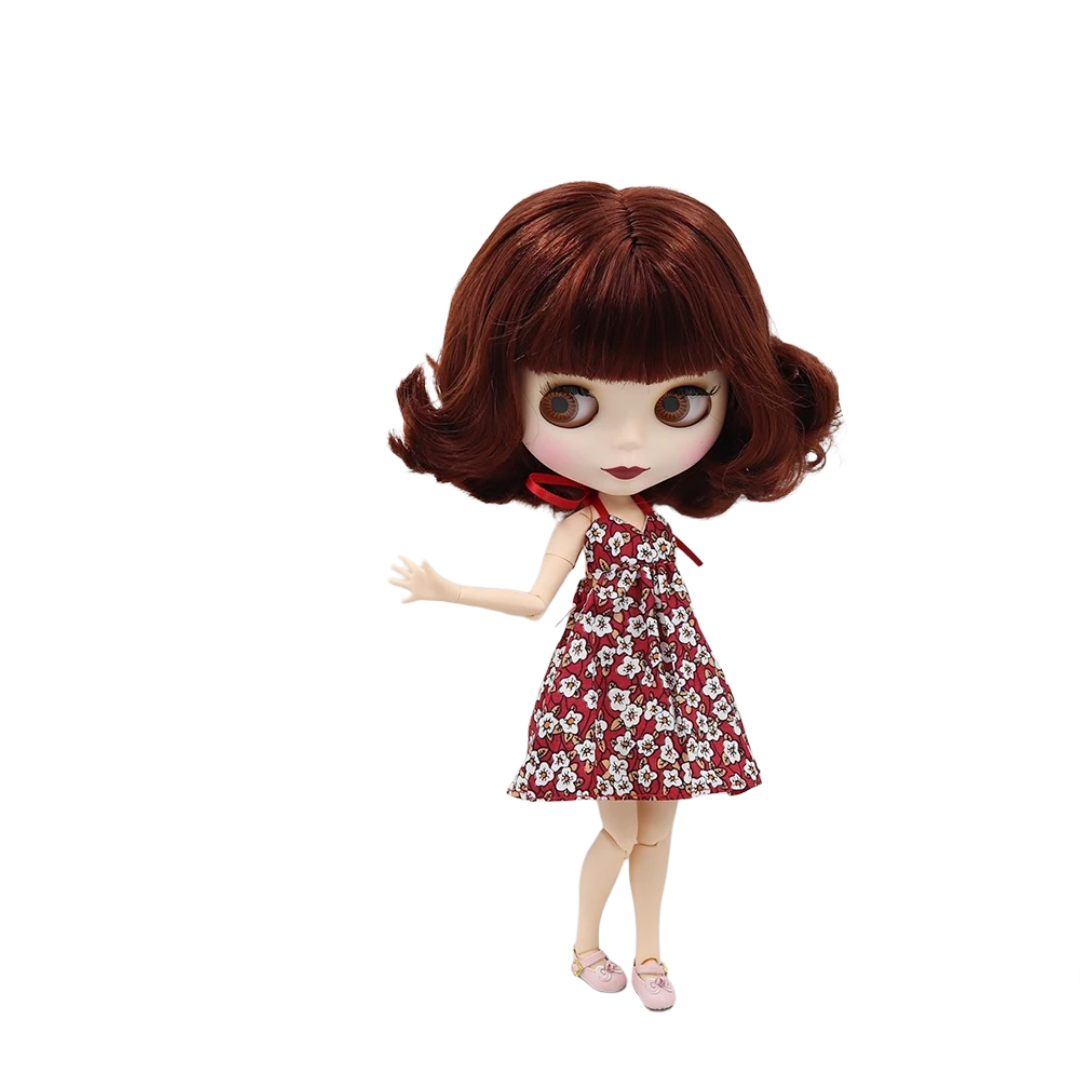 Kawaii ICY DBS Blythe Joint Body Flower Pattern Dress Toy