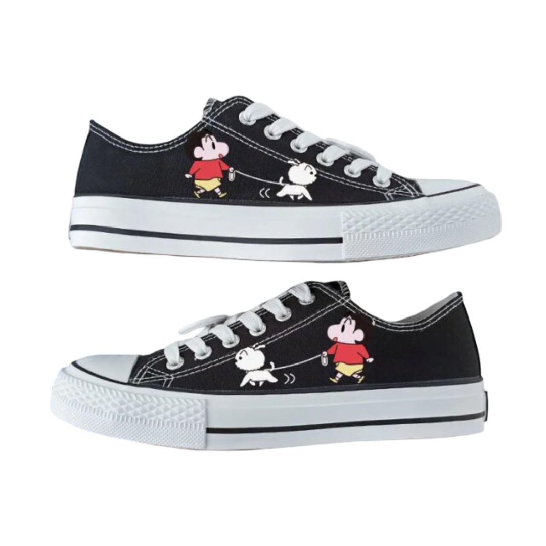 Kawaii Crayon Shin Chan And Shiro Canvas Shoes