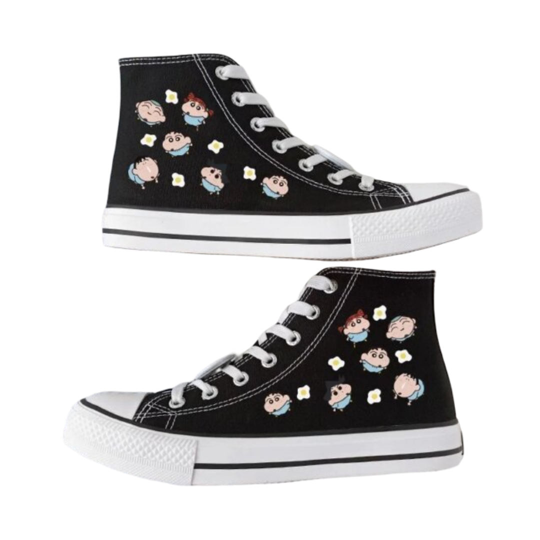 Kawaii Crayon Shin Chan And Himavari Canvas Shoes