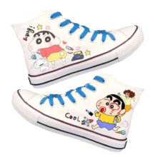 Cartoon Kawaii Crayon Shin-chan With His Mom And Shiro Canvas Shoes Cartoon Kawaii Crayon Shin-chan With His Mom And Shiro Canvas Shoes