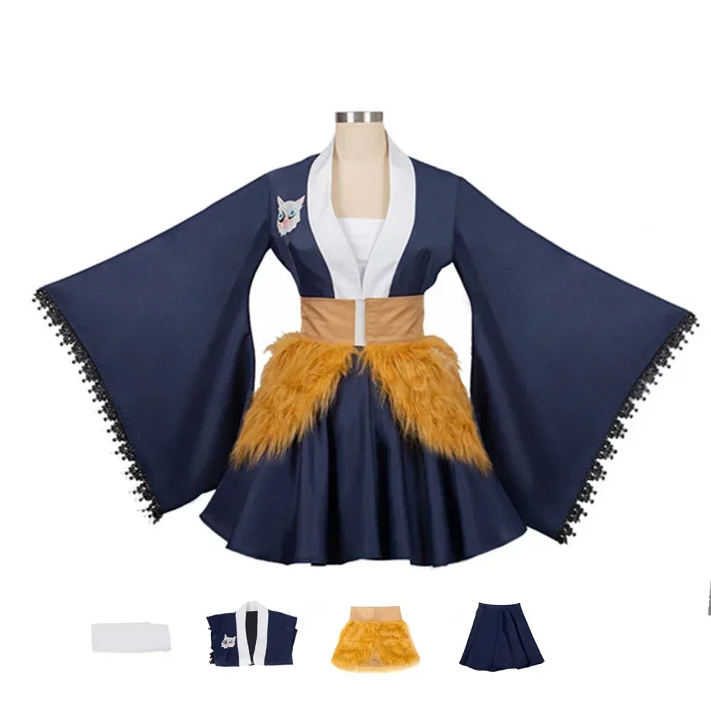 Anime Demon Slayer Inosuke Hashibira Kawaii Cosplay Costume Set