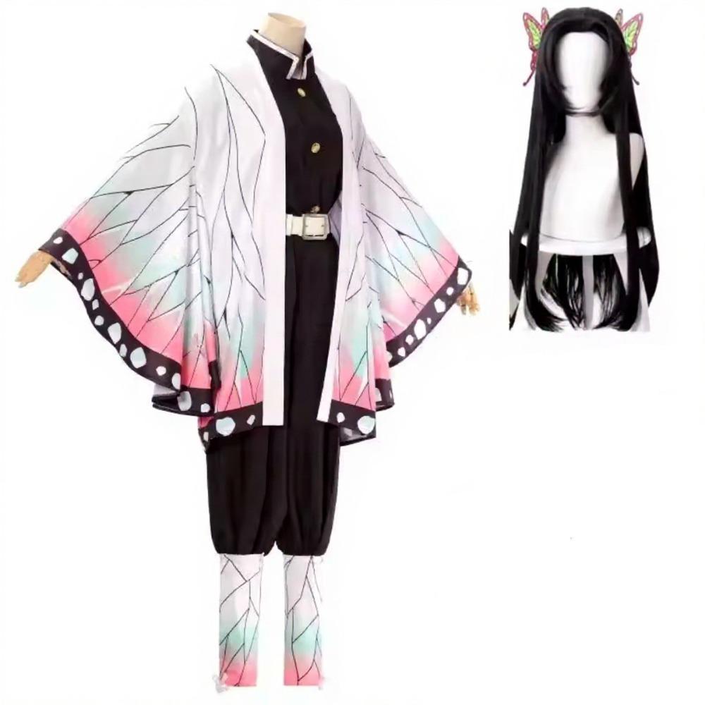 Kawaii Anime Demon Slayer: Kimetsu No Yaiba Kochou Shinobu Cosplay Costume And Wig Suit