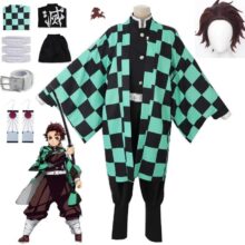 Kawaii Anime Demon Slayer Kamado Tanjirou Cosplay Costume With Wig Kawaii Anime Demon Slayer Kamado Tanjirou Cosplay Costume With Wig