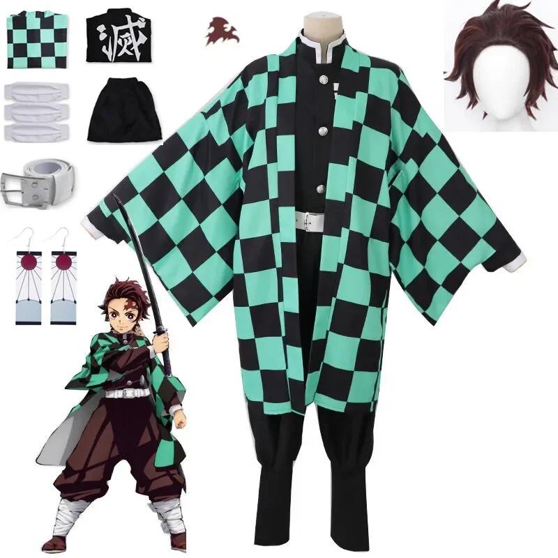 Kawaii Anime Demon Slayer Kamado Tanjirou Cosplay Costume With Wig