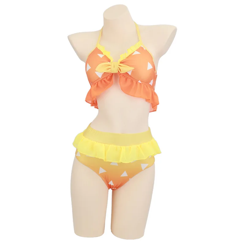 Anime Kawaii Demon Slayer Zenitsu Agatsuma Cosplay Swimsuit