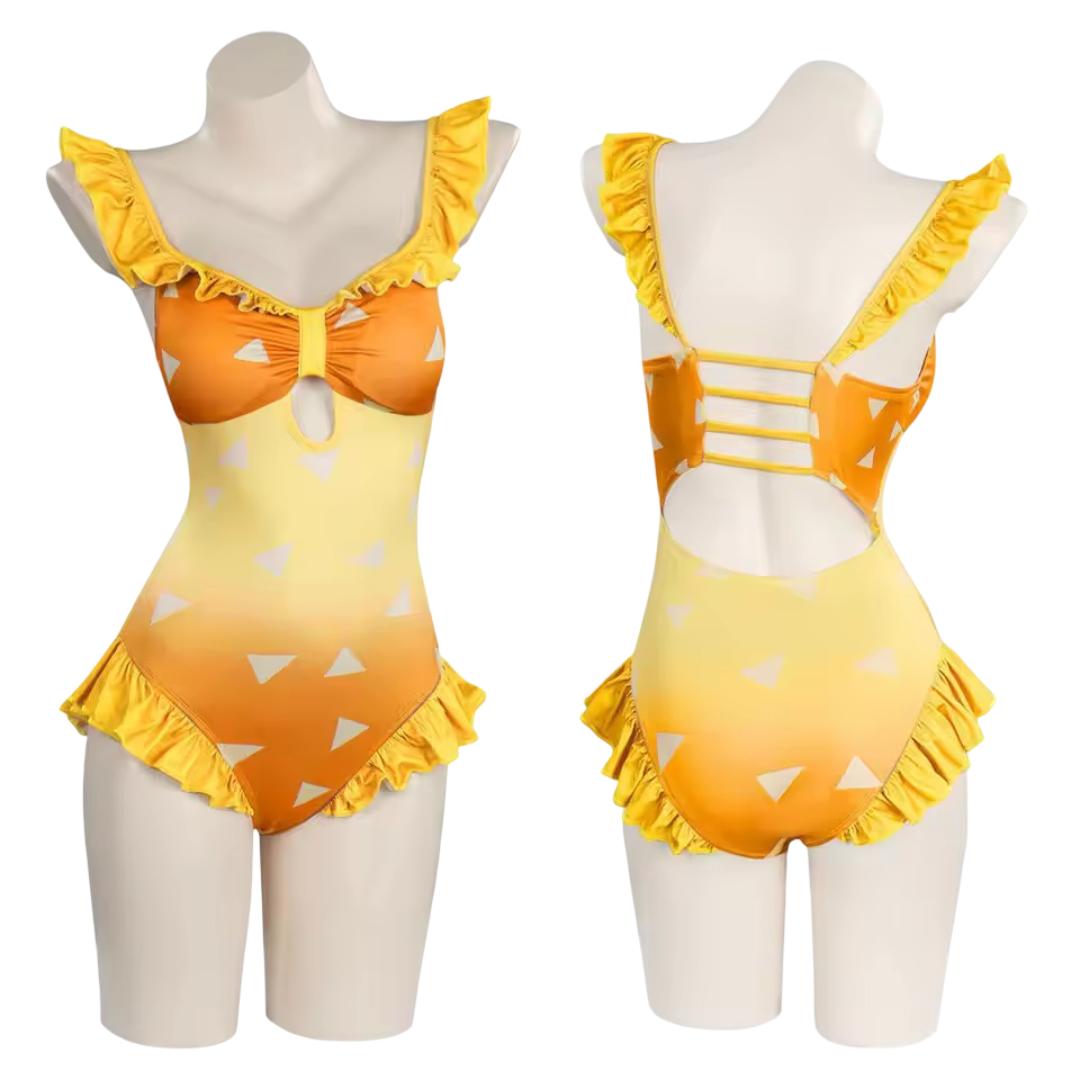 Kawaii Anime Demon Slayer Kimetsu No Yaiba Agatsuma Zenitsu Cosplay Costume Swimsuit