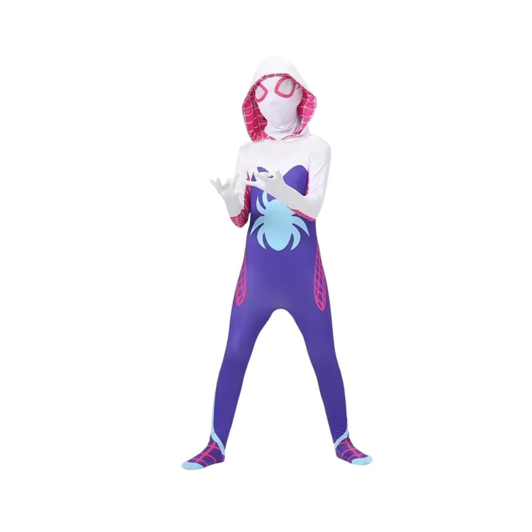 Kawaii Gwen Stacy Purple Gwen Cosplay Costume Jumpsuit For Adult