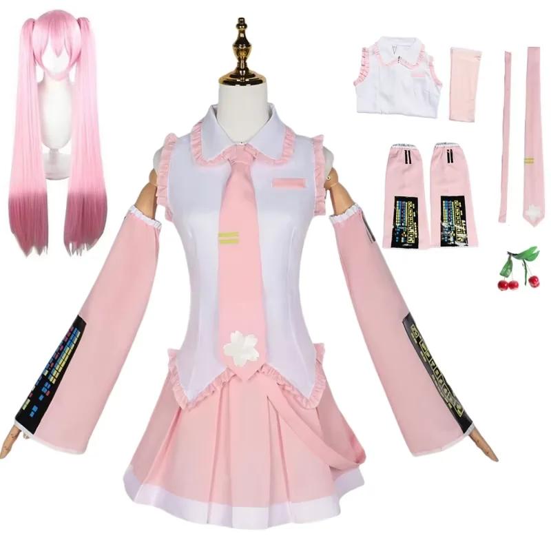 Kawaii Anime Sakura Miku Cosplay Costume And Wig