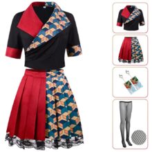 4Pcs Kawaii Demon Slayer Giyu Tomioka Maid Cosplay Costume 4Pcs Kawaii Demon Slayer Giyu Tomioka Maid Cosplay Costume