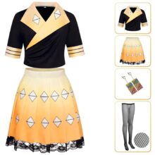 4Pcs Kawaii Demon Slayer Zenitsu Agatsuma Maid Cosplay Costume 4Pcs Kawaii Demon Slayer Zenitsu Agatsuma Maid Cosplay Costume