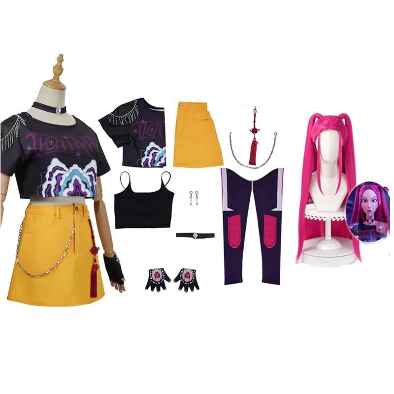 Anime Kawaii K-pop Demon Hunters Mira Cosplay Costume With Wig Outfit For Adult Anime Kawaii K-pop Demon Hunters Mira Cosplay Costume With Wig Outfit For Adult