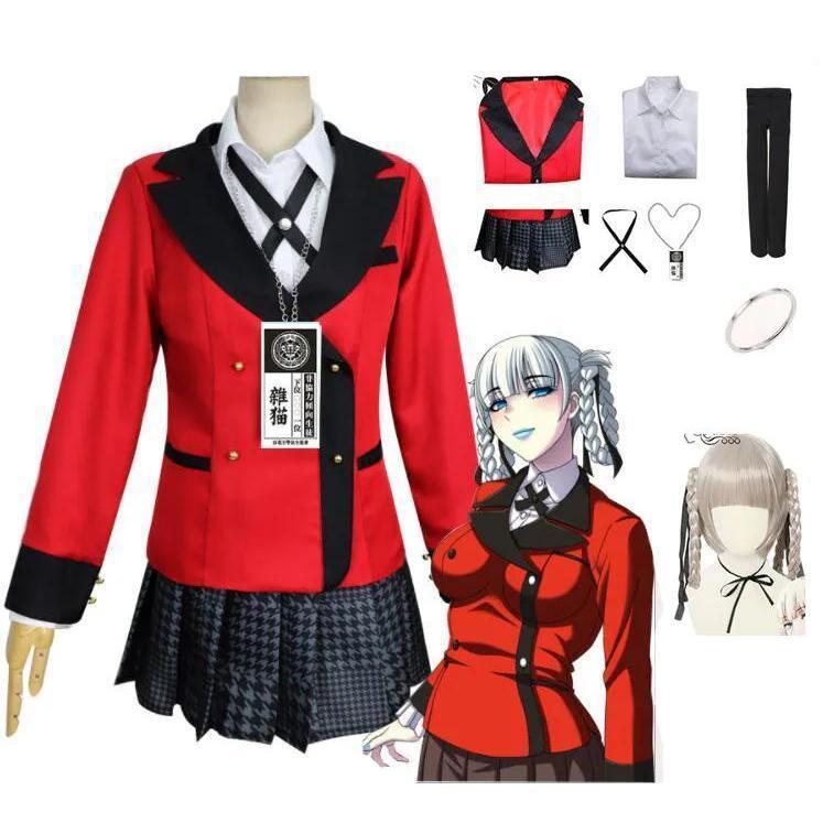 Kawaii Anime Kakegurui Kirari Momobami Cosplay Costumes Uniform Suit With Wig